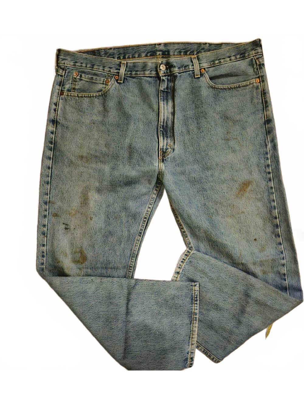 Men's Levi's 505 Original Fit work jeans 42x30 Blue Jeans - stains as shown